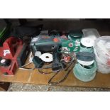 Power Devil electric planer with Bosch electric spray gun and small pot of cement