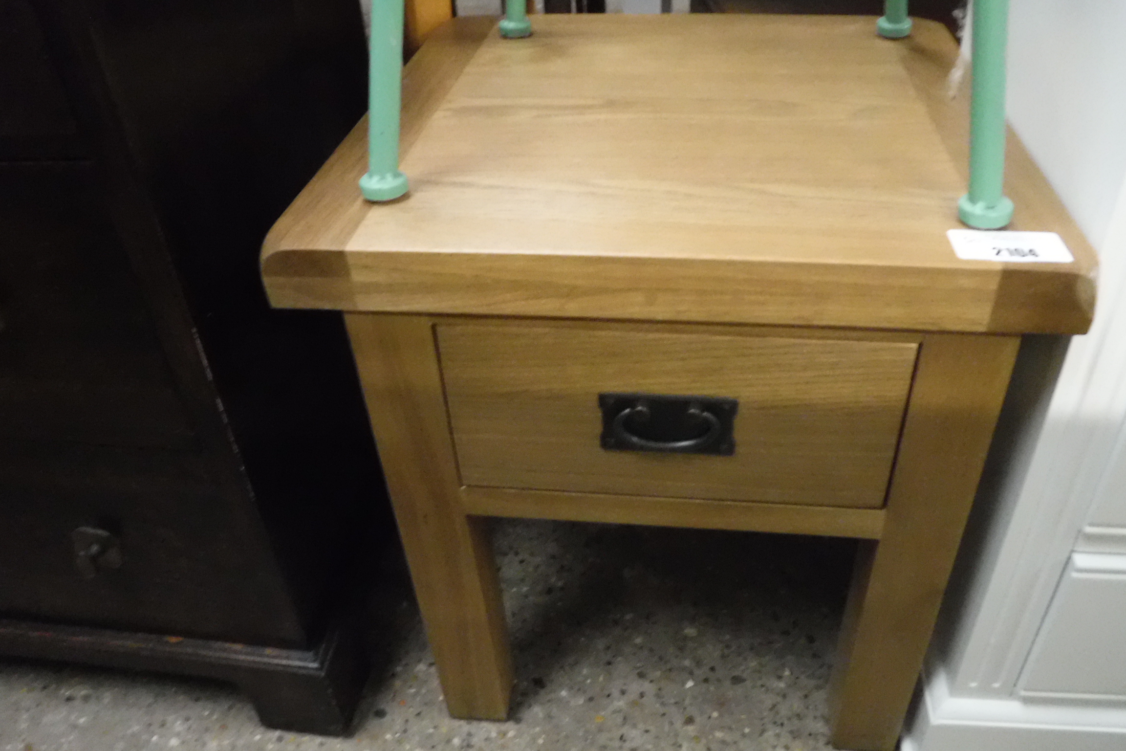 (50) Oak single drawer side table