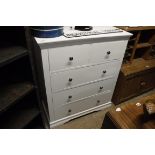 (37) White finish contemporary chest of 2 over 3 drawers