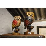 2 wooden carved owls