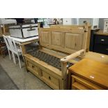Pine rustic style bench with 2 drawers under