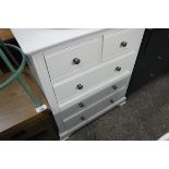 (5) Modern white chest of 2 over 3 drawers