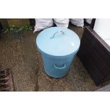 (2072) Blue painted metal garden bin