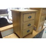 (3) Oak 3 drawer bedside table
