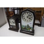 2 wooden cased clocks