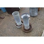 (2219) 2 galvanized poultry feeders