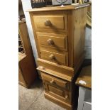 2 pine bedside units, 1 with 3 drawers and 1 with drawer and cupboard