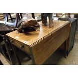 Mahogany drop leaf table with drawer