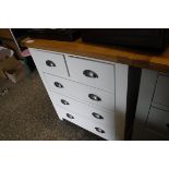 (2) White chest of 2 over 3 drawers (damage to front of drawers)