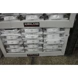Box containing 18 Kirkland plain white custom fit shirts