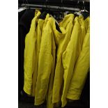 4 ladies weatherproof water resistant, rain jackets in yellow, 1 S, 2 M and 1 XL