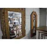 2 wooden framed mirrors, 1 ornate with spray gold finish