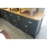 (15) Dark blue oak top 7 drawer chest