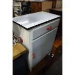 Single door vented 1950s pantry cupboard with enamelled surface