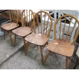 Set of 4 kite marked ash and elm spindle back dining chairs