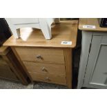 (13) Light oak 3 drawer bedside