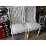 (22) Pair of button back upholstered dining chairs