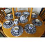 Laura Ashley Chintzware part dinner service in floral blue pattern