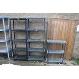 3 bays of black plastic racking