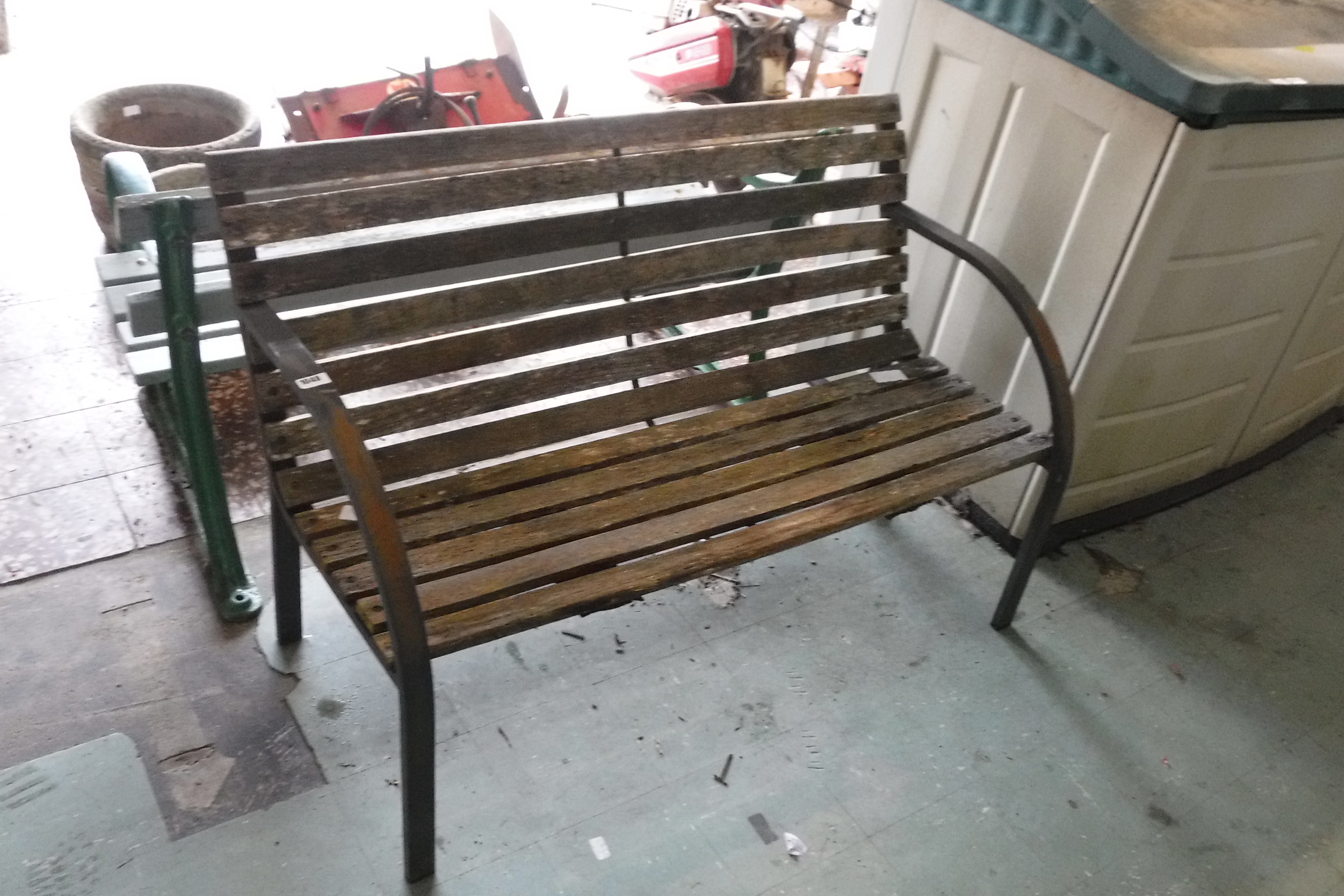 Aluminium framed wooden garden bench