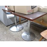 2 bistro tables on single pedestal metal bases