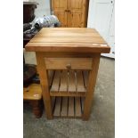 Wooden kitchen island with single drawer