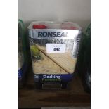 Pack of Ronseal decking protector with tub of decking cleaner and reviver