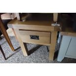 (2104) (50) Oak single drawer side table