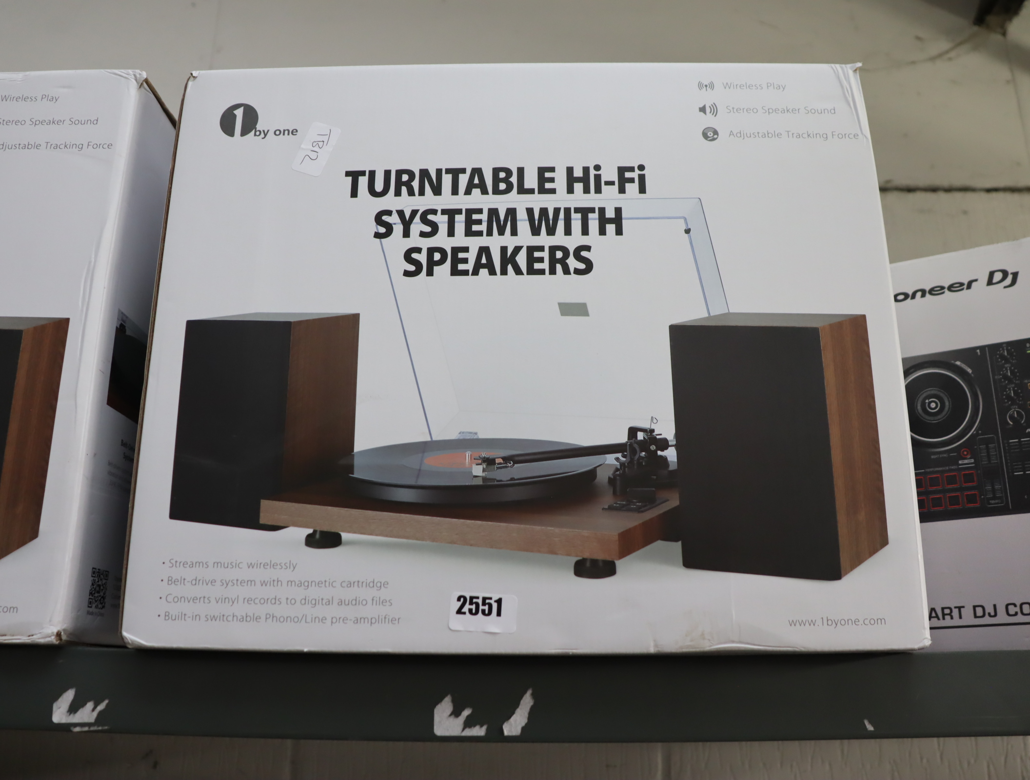 Boxed 1 by One turntable hifi system with speakers