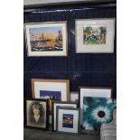 Collection of framed and glazed paintings and other prints and canvases (NB hanging and leaning