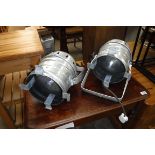 Pair of aluminium theatre style spotlights