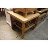 Modern light oak coffee table with slatted shelf below