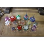 Collection of 14 various glass paperweights