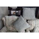 Velvet cushion twin pack with 2 further grey cushions