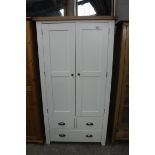 (2123) White 2 door larder unit with 4 drawers under