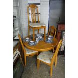 Circular rubber wood dining table with 4 matching chairs