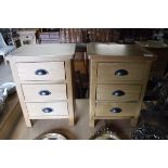 (2097) Pair of oak 3 drawer bedside table