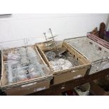 3 crates of mixed glassware, cutlery and other kitchenware