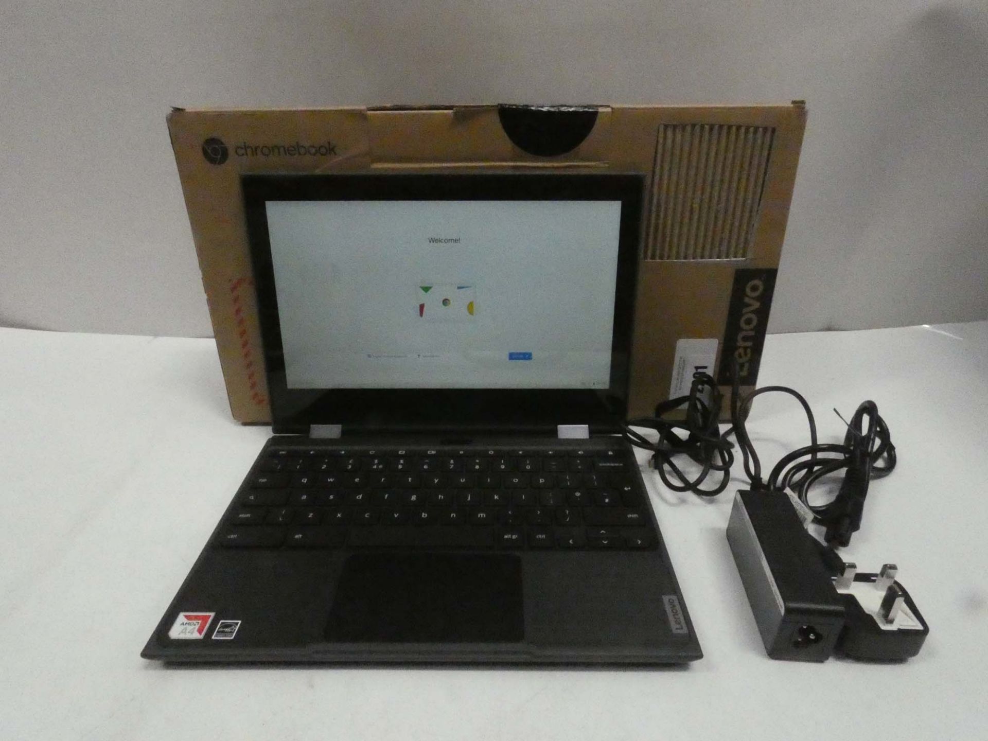 Lenovo 300e Chromebook 2nd Gen laptop with AMD A4-9120C, 4GB RAM, 32GB EMMC storage with box and PSU