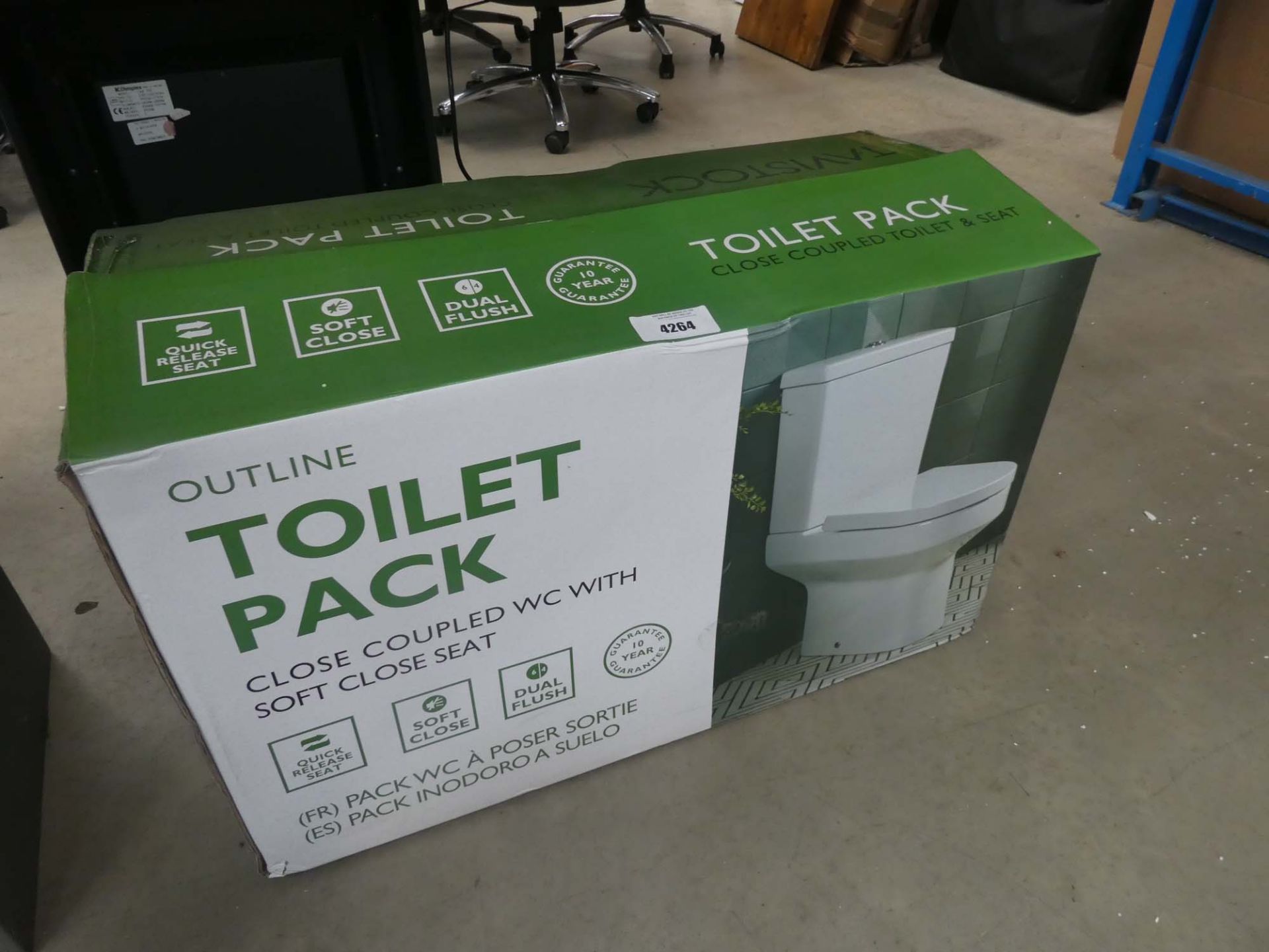 Outline toilet pack with close coupled WC with soft close seat