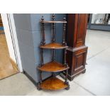 Victorian walnut 4 tier corner whatnot stand