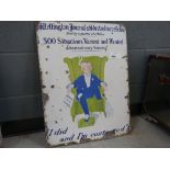 Reproduction enamelled newspaper advertising sign