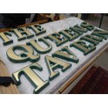 Quantity of painted plastic signage letters, 'The Queens Tavern'