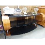 5522 - Black glazed 3 tier television stand