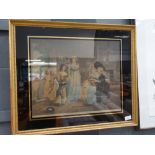 Pair of coloured engravings entitled 'Visit to the child' and 'Visit to the boarding school'