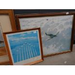 Photographic print of The Red Arrows plus a print of a Spitfire