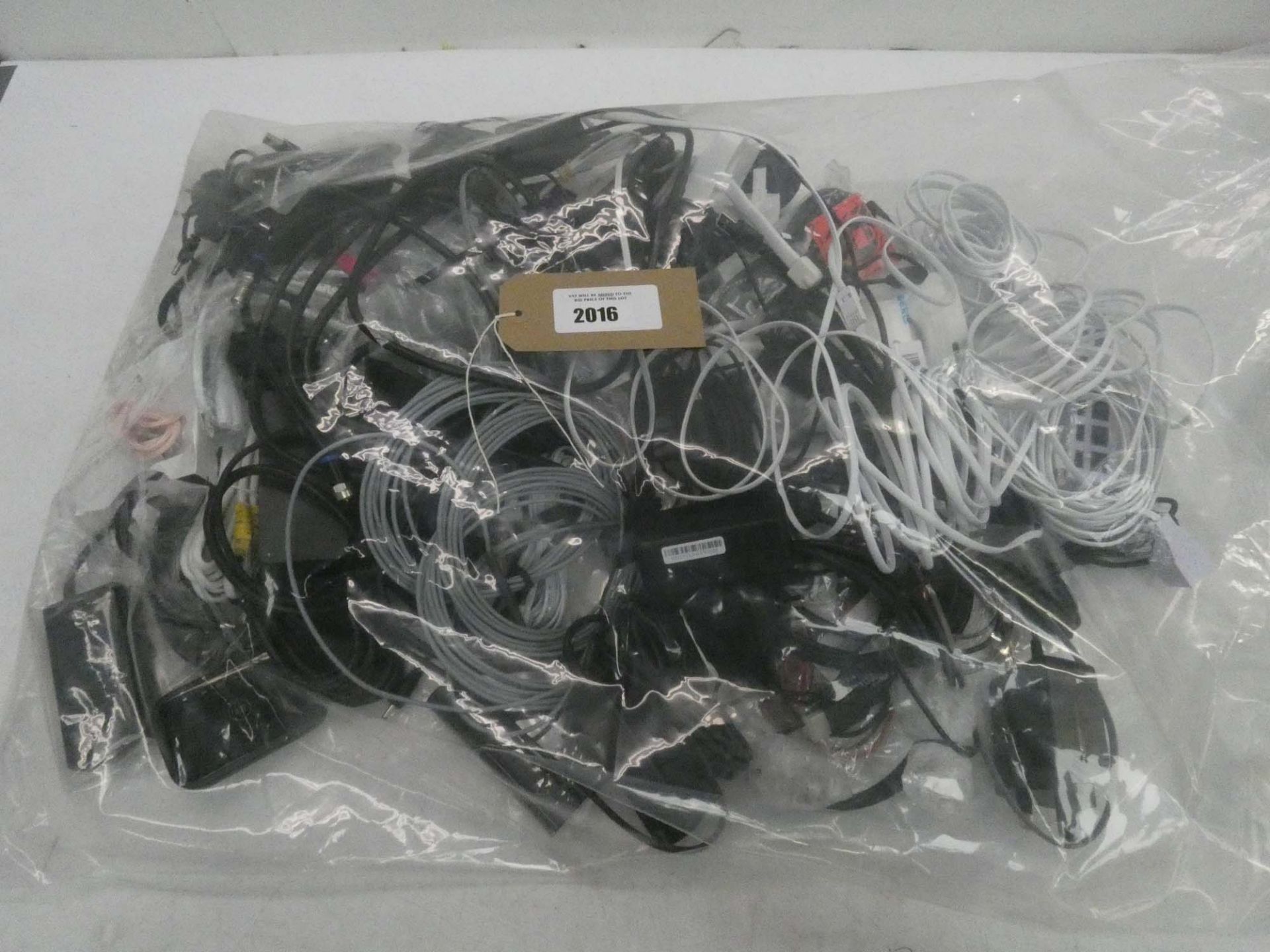 Bag containing quantity of leads, cables and PSUs