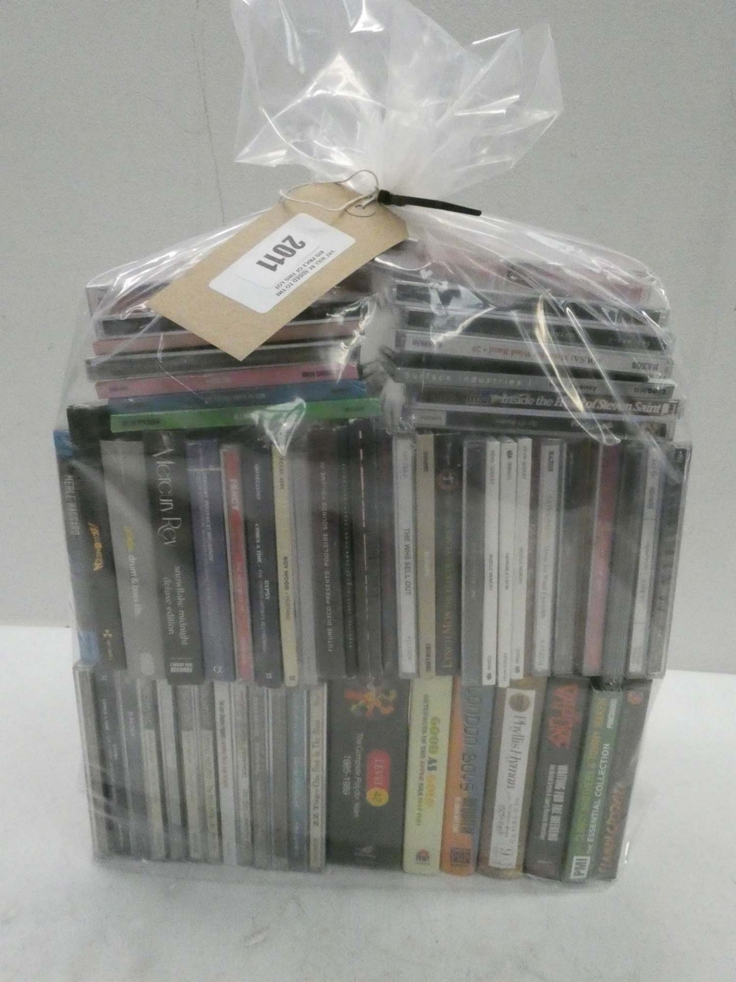 Bag containing quantity of music CD albums