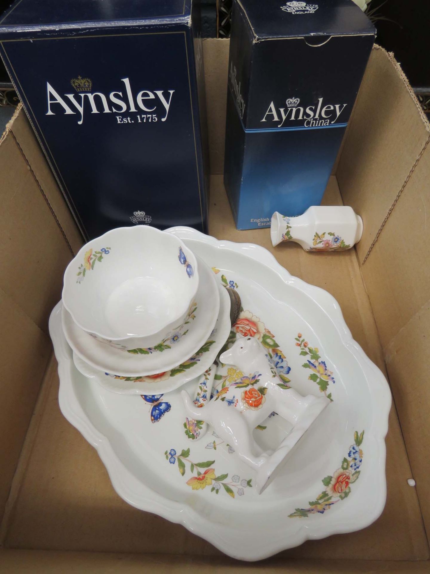 Box containing Aynsley china