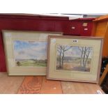 Two watercolours of rural landscapes